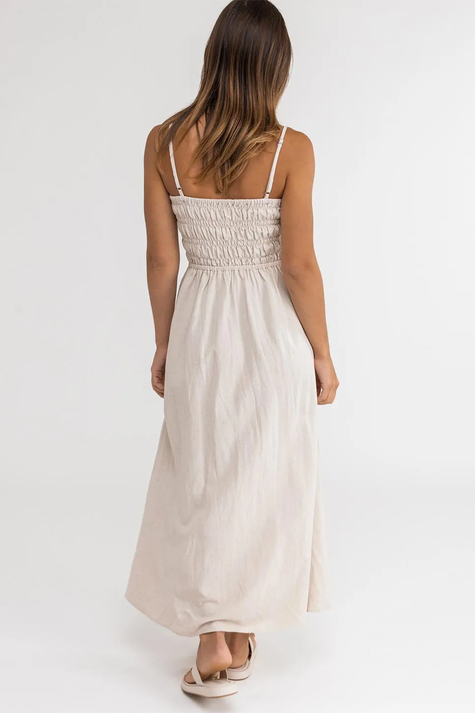 CLASSIC SHIRRED MIDI DRESS