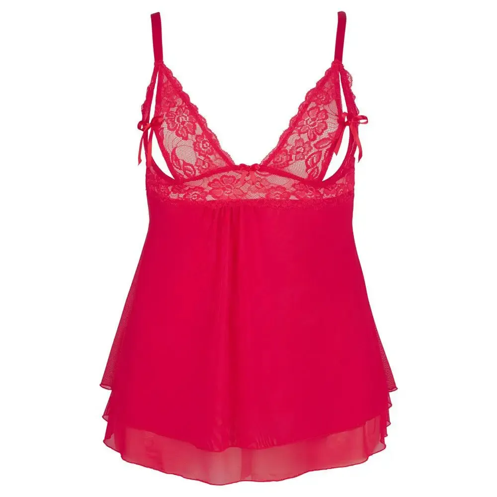 Cottelli Sexy Wet Look Red Plus Size Babydoll for Her