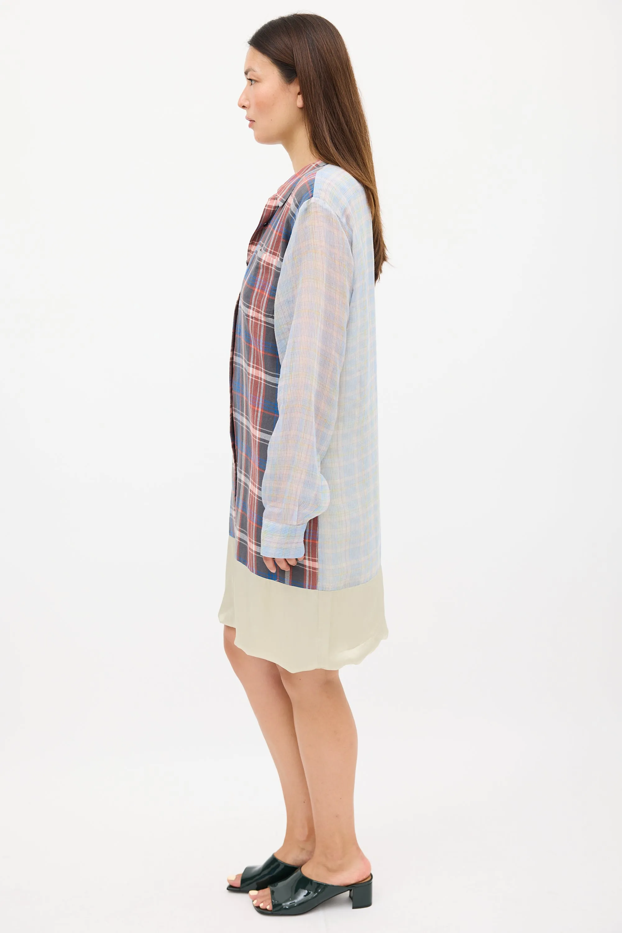 SS 2013 Blue & Multicolour Plaid Layered Dress