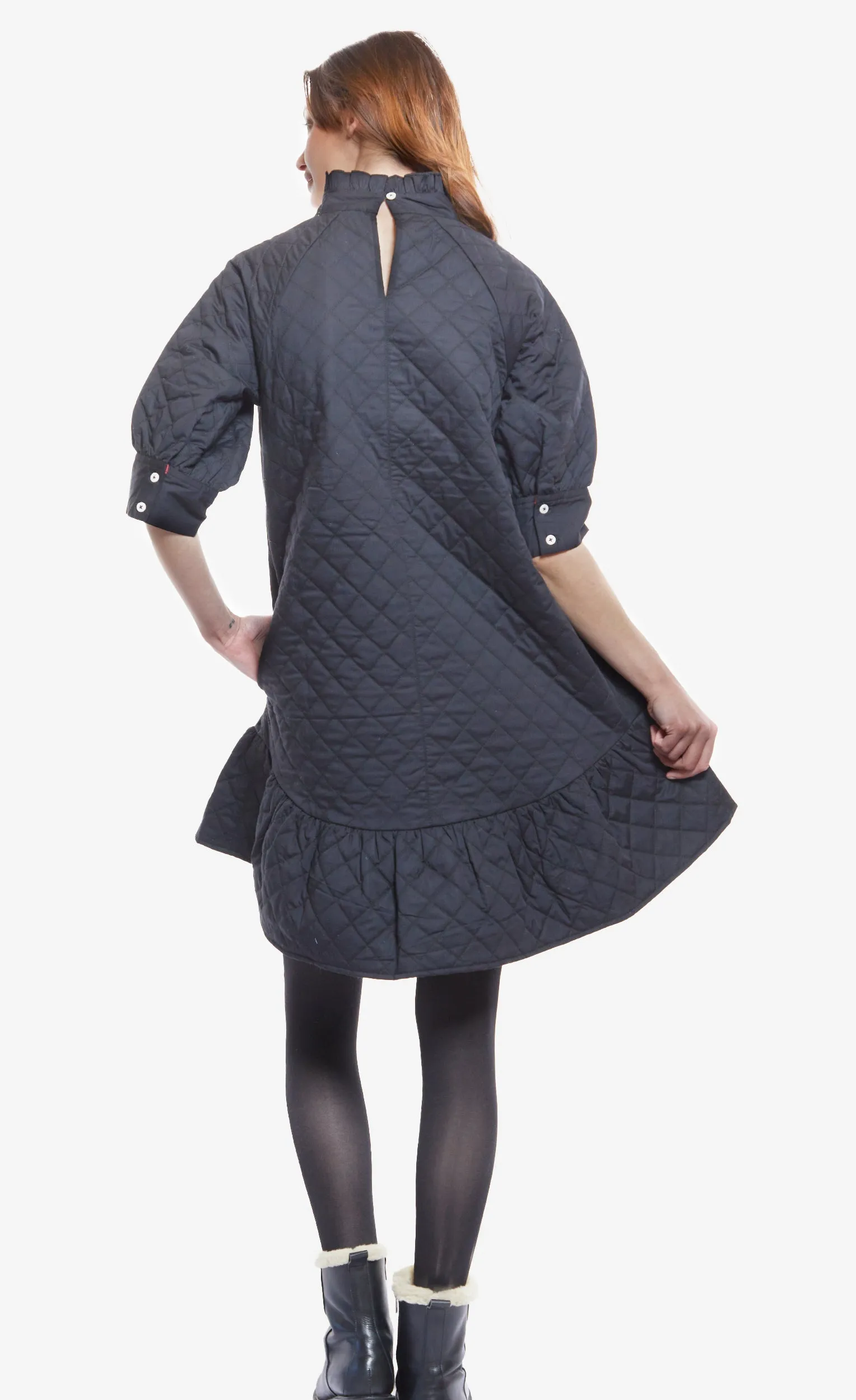 St. Tropez Softly Quilted Black Poplin Dress